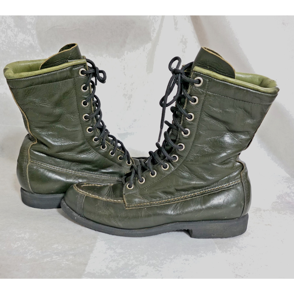 VTG Browning The Sportsman’s Boot Green Leather Lace Up Hunting Boots USA 7.5 A